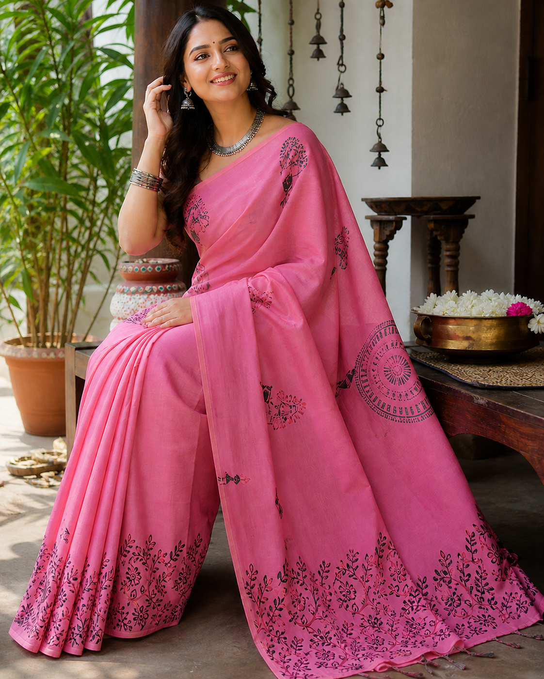 South Cotton Mix Printed Sarees