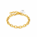 Gold-Tone Chain Bracelet with Heart Charm for Women | Minimalist Women Bracelet