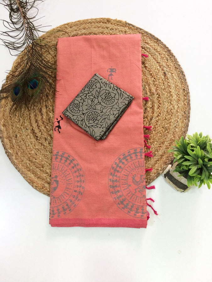 South Cotton Mix Printed Sarees