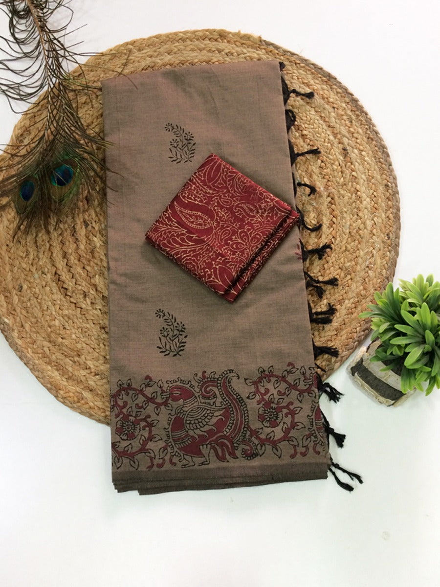 South Cotton Mix Printed Sarees