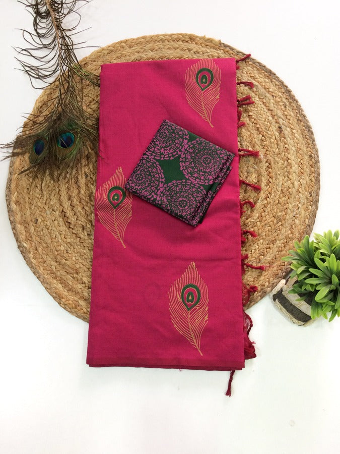 South Cotton Mix Printed Sarees