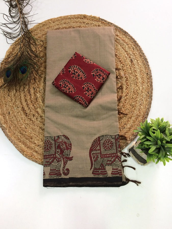 South Cotton Mix Printed Sarees