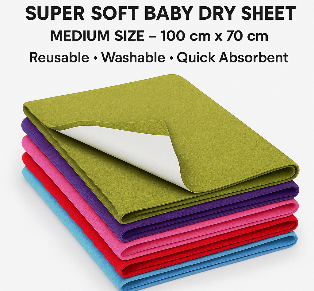 Baby Dry Sheet Waterproof Reusable Mattress Protector for Infants | Soft Breathable Fabric, Leak-Proof & Quick Dry