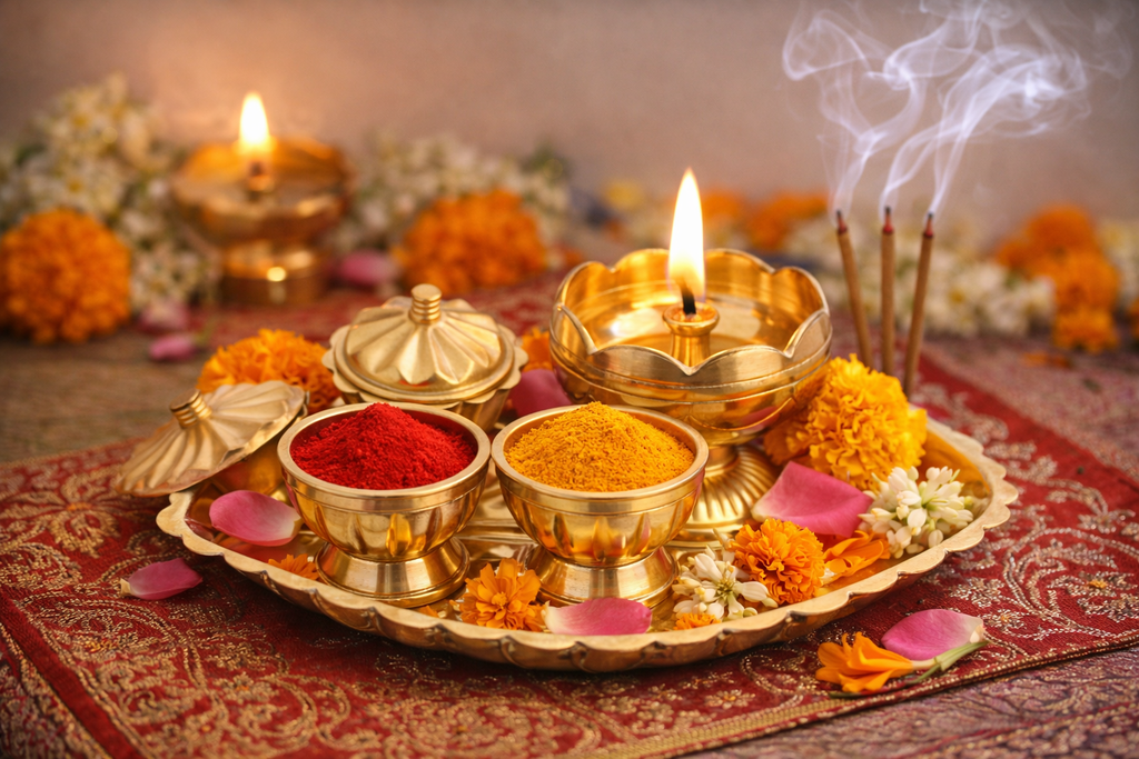 Sacred Pooja Gift Hamper – Spiritual Wellness & Blessings Gift Box for Housewarming, Festivals & Auspicious Occasions