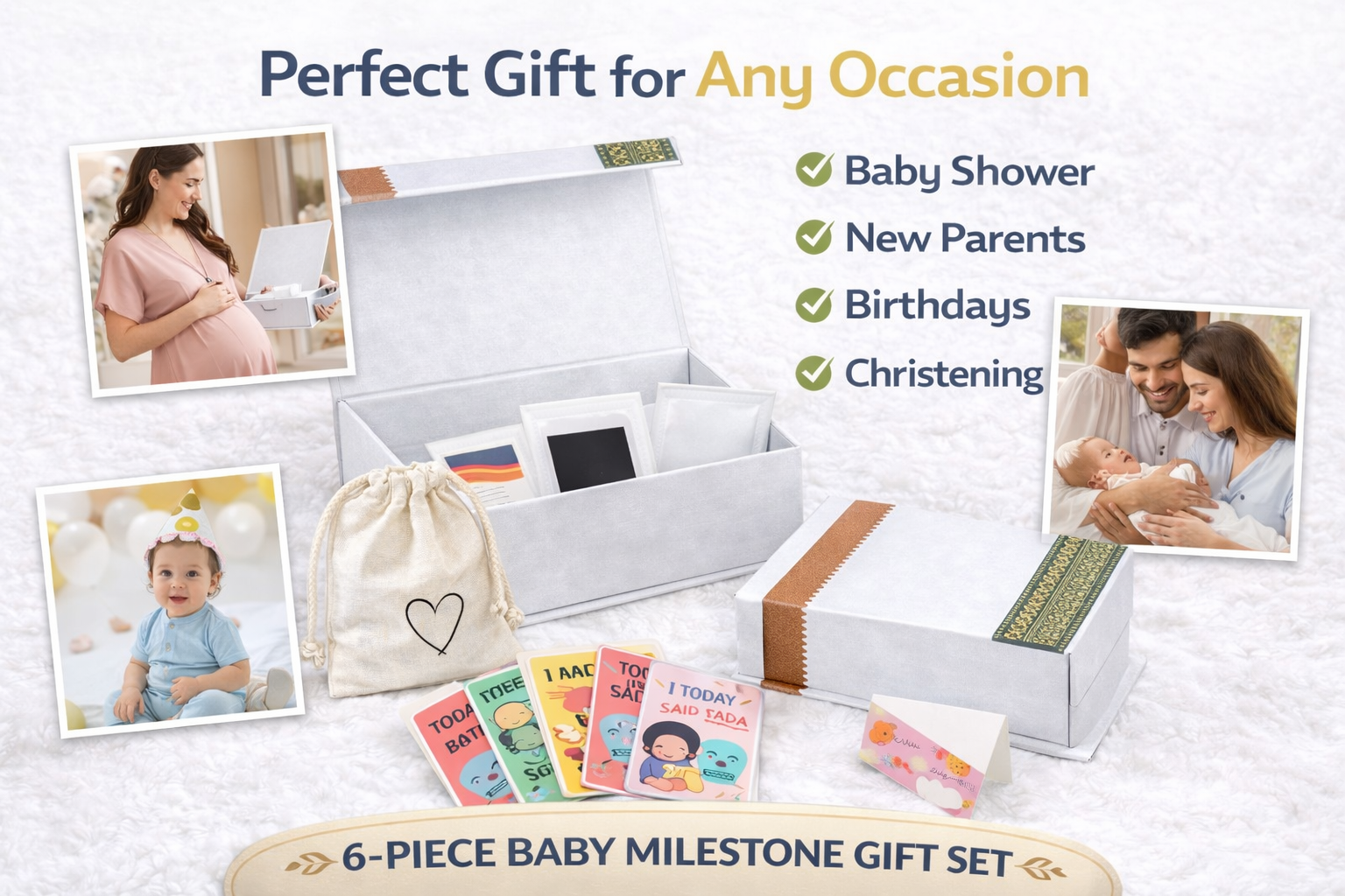 Premium Baby Milestone Gift Set (6 Pieces) – Baby Memory Keepsake Hamper