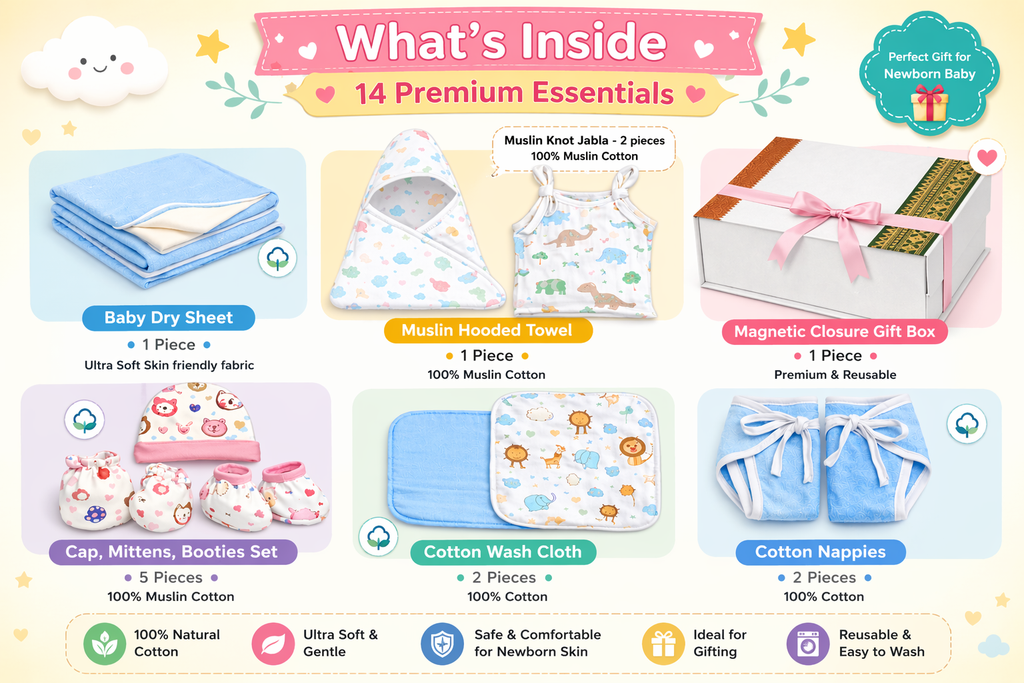 🎁GIFNOVA Newborn Baby Gift Hamper – Baby Essentials Gift Set
