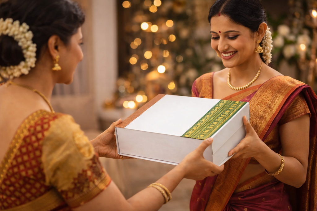 Magnetic Closure Rigid Gift Box with Filler Material, 1.5m Satin Ribbon & Greeting Card