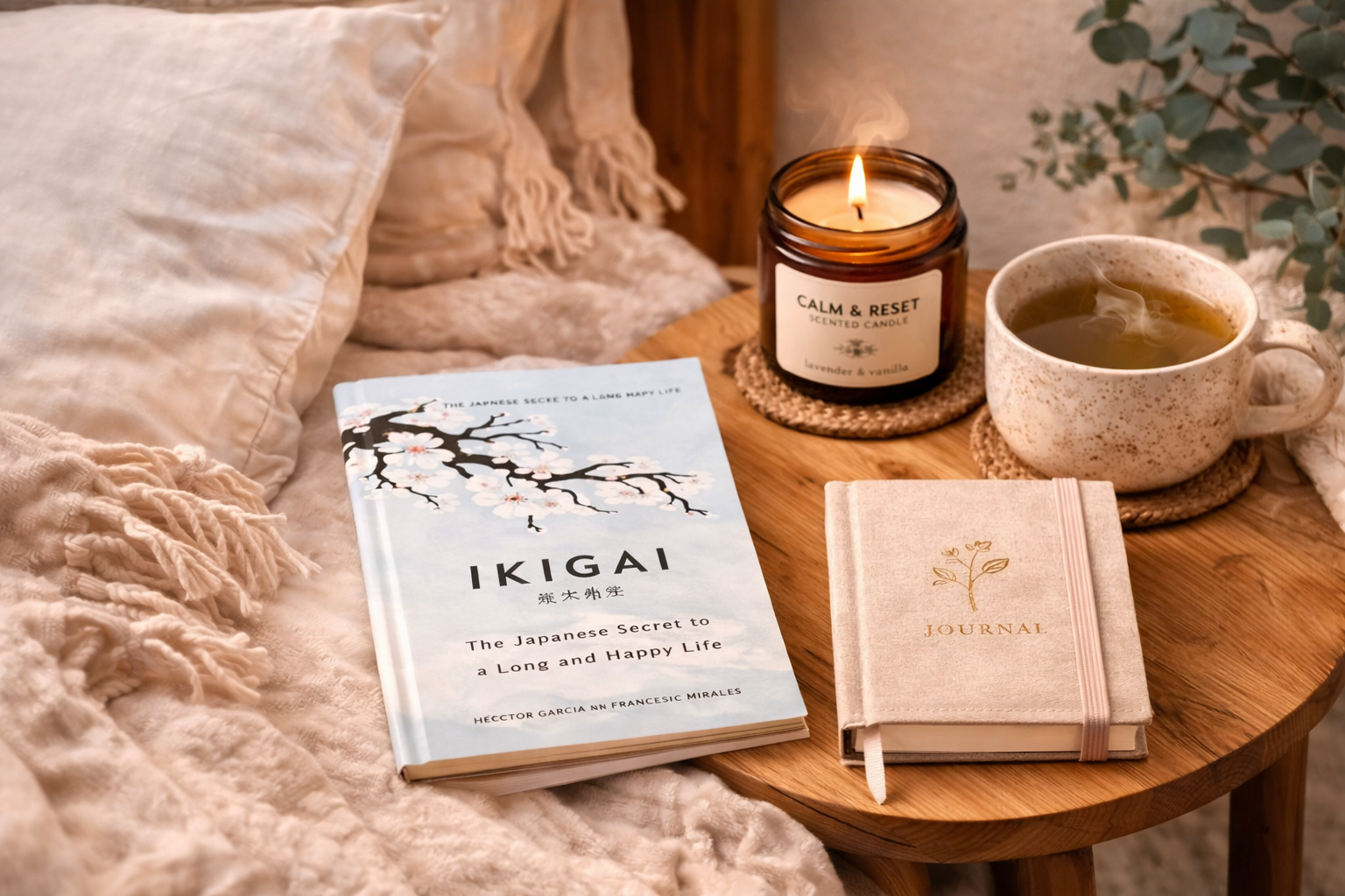 Relax & Reset Gift Hamper – Mindfulness Gift with Ikigai Book, Candle, Green Tea & Self-Care Kit