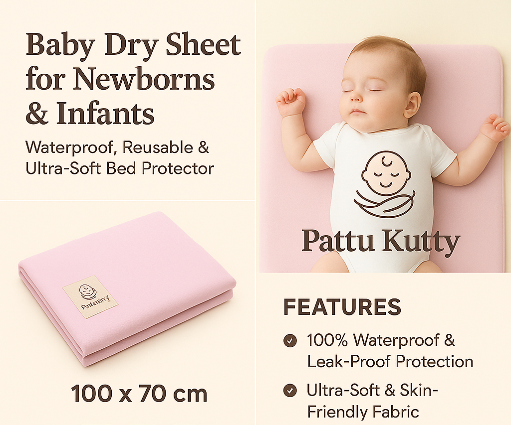 Baby Dry Sheet Waterproof Reusable Mattress Protector for Infants | Soft Breathable Fabric, Leak-Proof & Quick Dry