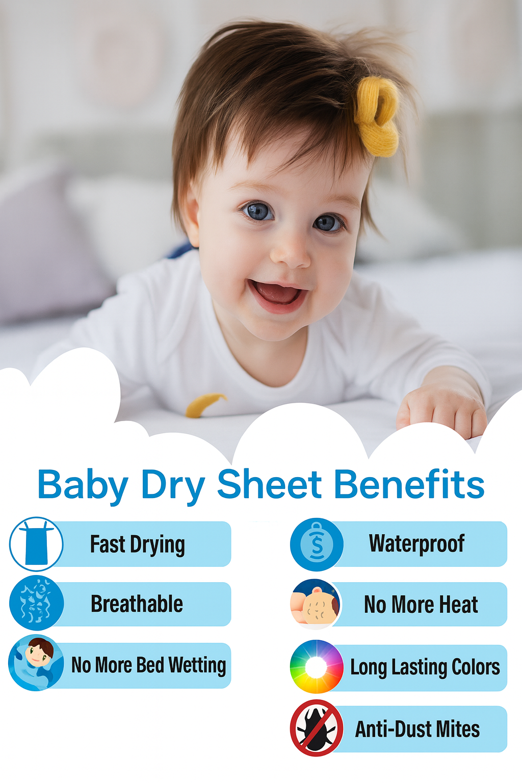 Baby Dry Sheet Waterproof Reusable Mattress Protector for Infants | Soft Breathable Fabric, Leak-Proof & Quick Dry